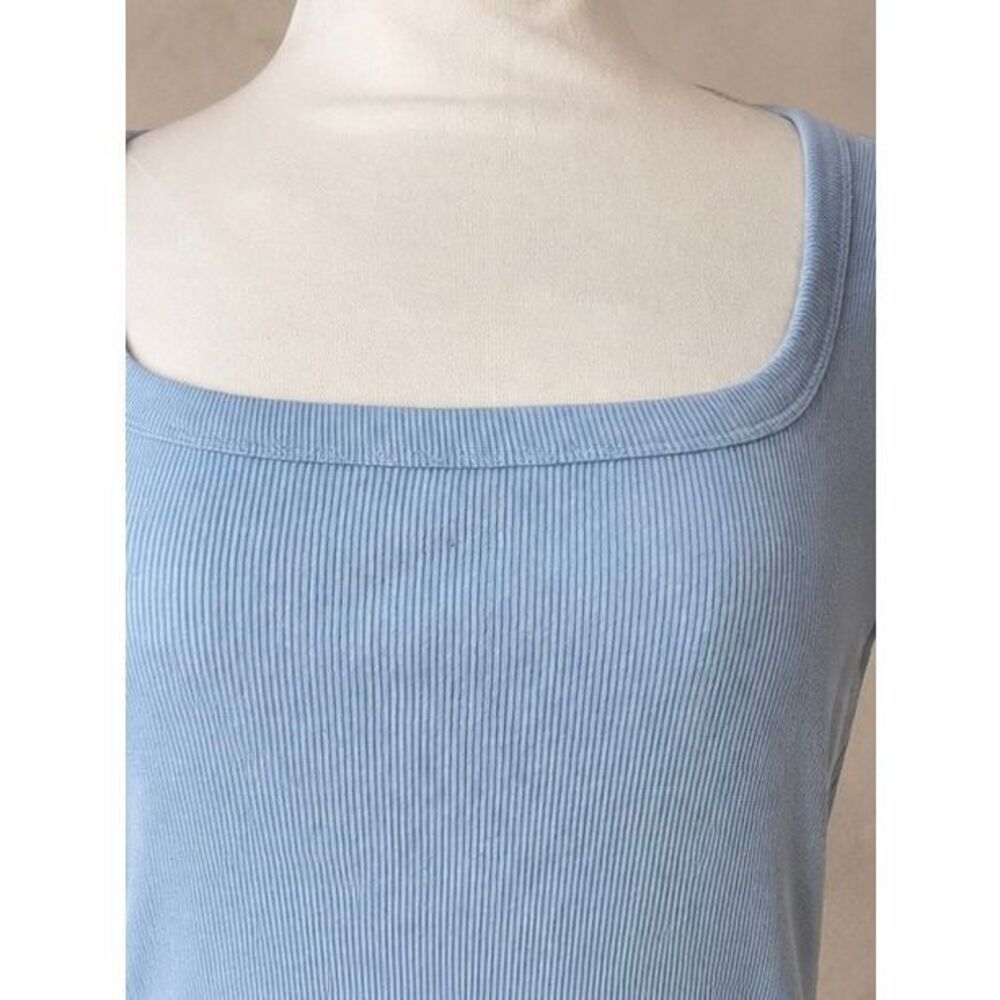Topshop Periwinkle Ribbed Square Neck Cap Sleeve Top sz 12 - Picture 5 of 9